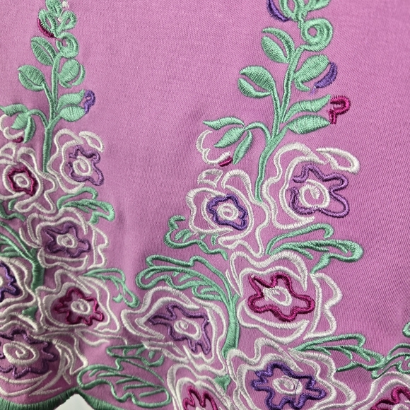 Bob Mackie Wearable Art Cotton Pink Floral Embroidered Tunic Top Plus Size 3X - Picture 9 of 13